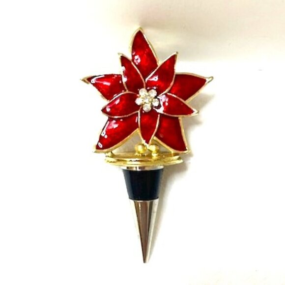 Front Gate Olivia Riegel Bottle Stopper Hand-Set Swarovski Crystals Poinsettia - Picture 4 of 6